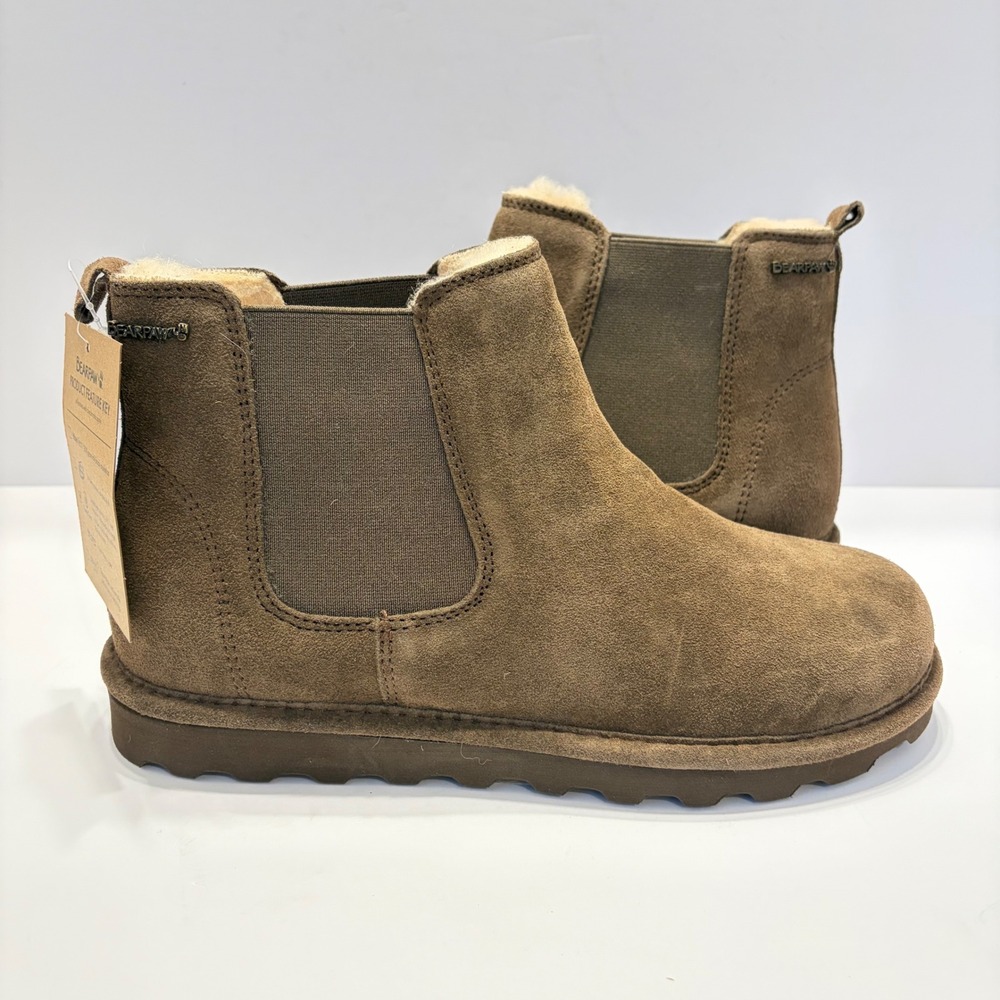 Bearpaw Drew Women 9 Seal Brown Suede Chelsea Ankle Boots 2779W BearCoat NEW